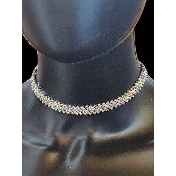 Arabella Bridal Jewelry - Iridescent Rhinestone Choker Necklace